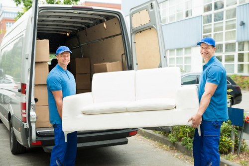 Local moving van loading furniture near Blackwall and nearby East London areas
