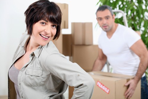 Boxes and household items prepared for a move in Blackwall